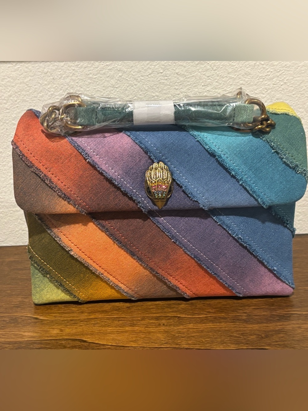 Kurt Geiger Multicolor Denim Diagonal Stripe Crossbody Bag - Picture 2 of 14